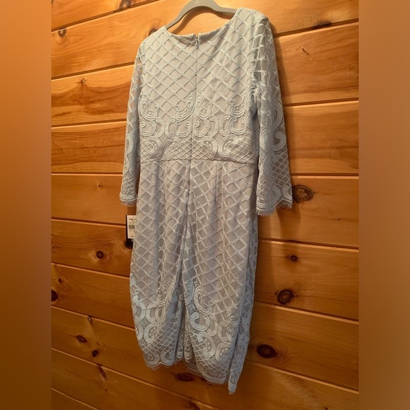Chaya Dress New With Tags Size 10 Color Powblu Beautiful With Sheer Sleeves - Picture 9 of 11